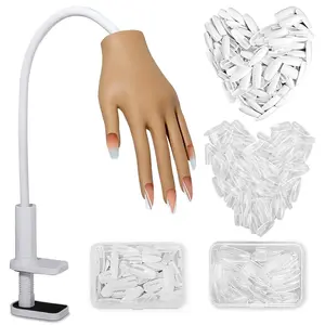 Practice Hand for Acrylic Nails- Silicone Nail Hand Practice Upgrade Nail Tips Never Fall Off, Fake Nail  Hand for Nail Practice, Flexible Practice Maniquin Hand with 200PCS Nail Tips