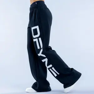 DFYNE Wide Leg Joggers - Comfy High Waisted Oversized Sweatpants, Streetwear Lounge Fit with Internal Drawcords & Side Pockets split shorts running
