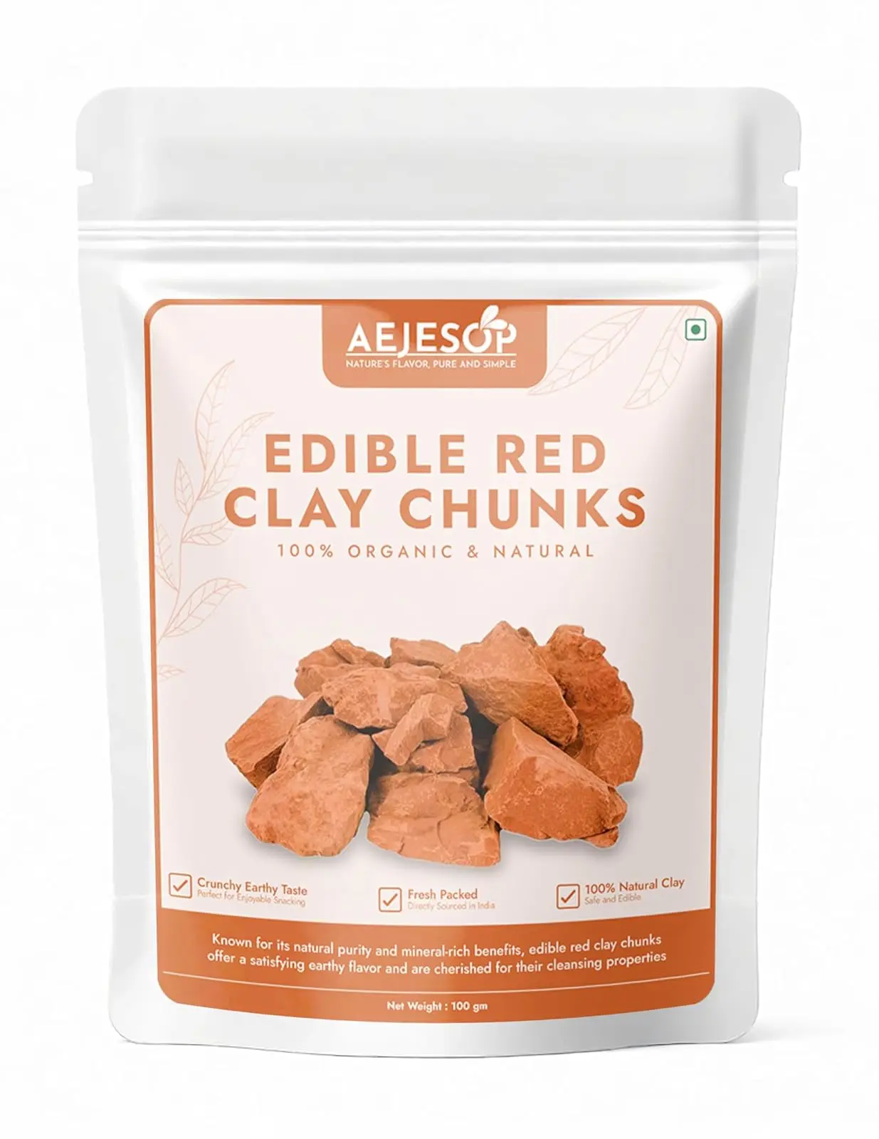 AEJESOP Red Clay, Edible Clay Chunks, Natural for Eating (Food), 3.5oz(100g)