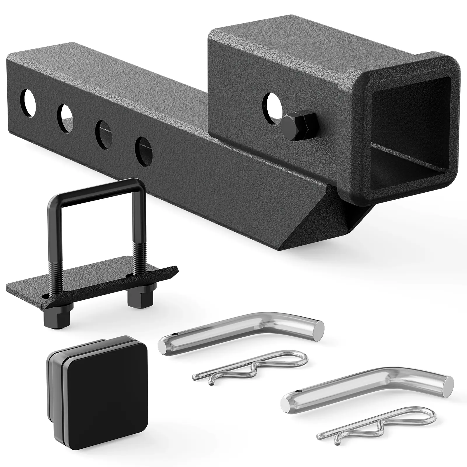 【Yzona】High Strength Carbon Steel Trailer Receiver Hitch Riser & Extender Adapter, 2" Drop/Rise, 5"/6"/8"/9" Lengths, Solid Tube, 7500 lbs Towing Capacity, Matte Black, Tongue Weight Support, Lifetime Customer Service, Lifetime Customer Service Support