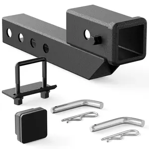 【Yzona】Trailer Receiver Hitch Riser & Extender Adapter, 2" Drop/Rise, Adjustable Lengths 5", 6", 8", 9", Solid Tube, 2-Inch Receiver, 7500 lbs Towing Capacity, Matte Black
