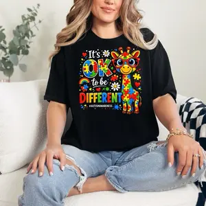 It’s Ok To Be Different T-shirt Comfort Colors Summer Everyday Style Shirtsleeve casual comfortable super soft relaxed fit unisex Sizing womenswear Streetwear  vintage Crewneck Printed Loose Autism, Acceptance, Awareness, Inclusion