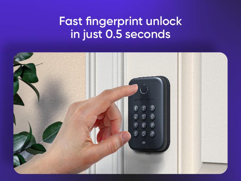 Wyze Lock Bolt — Fingerprint Keyless Security Lock, Smart Bluetooth Deadbolt Replacement, IPX5 Weatherproof, Auto-Lock, Smartphone Control