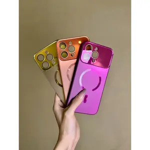 Luxury Matte Magnetic Case for iPhone 16 15 Pro Max | Heavy Duty Shockproof Protective Cover with Anti-Scratch, Non-Slip & Full Camera Lens Protection, Stylish Orange Faux Suede Texture
