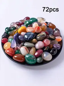 72 Piece Polished Stone Set, Handpicked Natural Polished Crystal Loose Beads, Hand Selected Crystals, Home Decor Craft Supplies, DIY Jewelry Making Materials