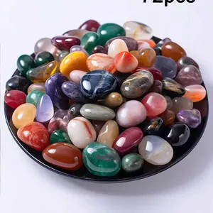 72 Piece Polished Stone Set, Handpicked Natural Polished Crystal Loose Beads, Home Decor Craft Supplies, DIY Jewelry Making Materials, Natural Crystals
