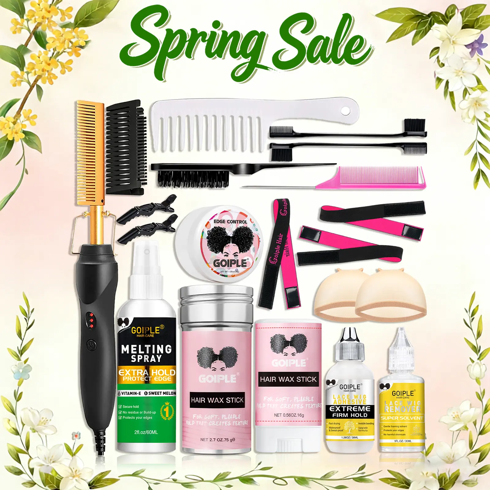 19 Counts Gold Hot Comb Set