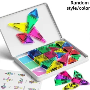 42pcs Mini Magnetic Tile Travel Set with Iron Storage Box, Portable Stem Building Blocks for 3-8 Year Olds, Montessori Education Toy