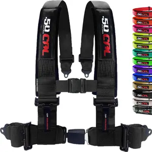 50 Caliber Racing 2" & 3" 4 Point Harness with Push Button Release Ultra Kush Padding for Comfort Adjustable for All Sizes