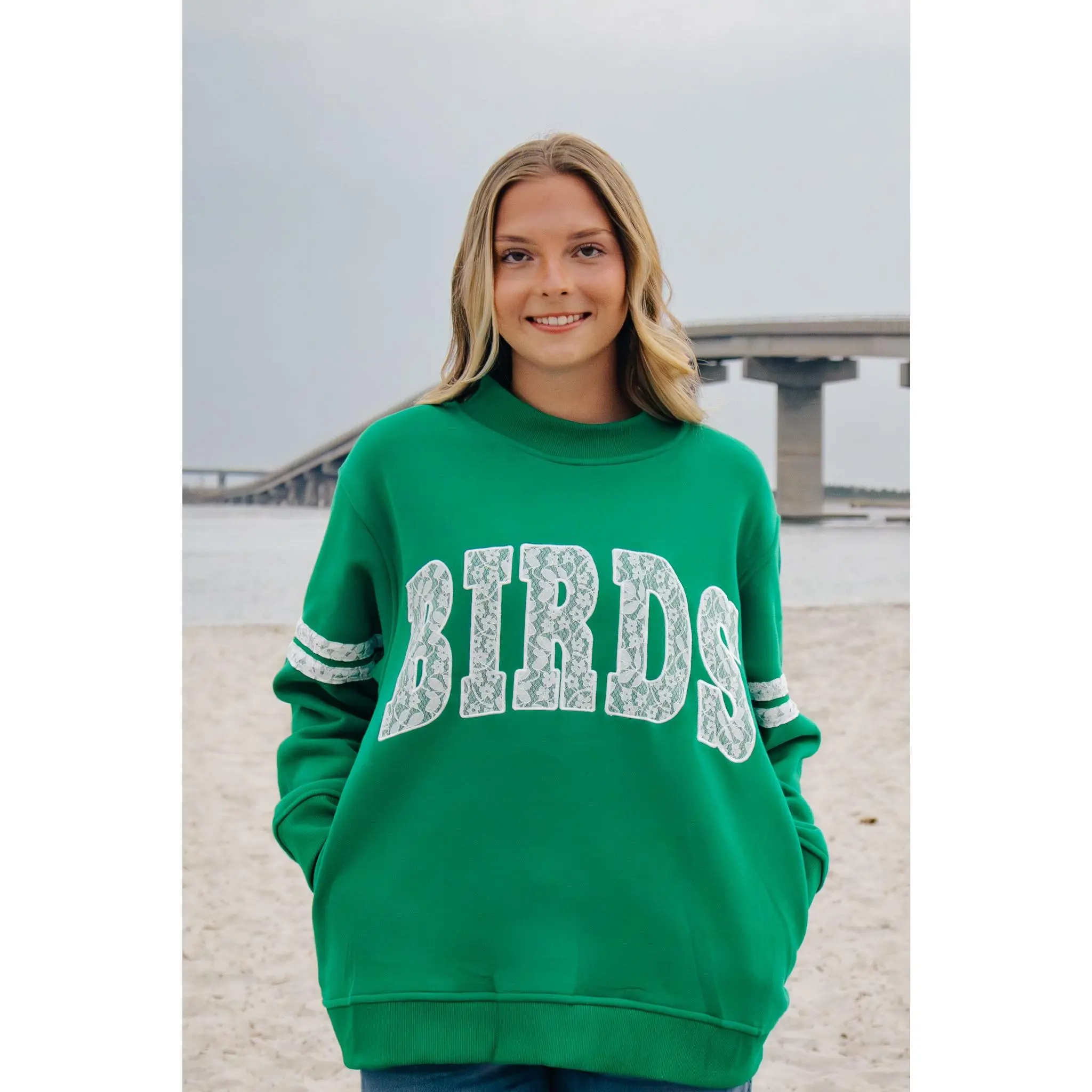 Philly Birds Kelly Lace Mock Neck