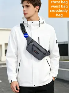 & Waist Bag, Lightweight Crossbody Bag for Active Outdoor Adventures, Men's Ultra-Thin Oxford Waist Pack, Anti-Theft Zippered Pouch