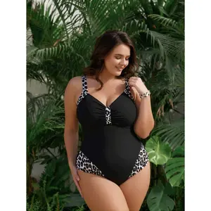 Leopard Bikini For Women High Waist Large Size Swimsuit Summer Two Piece Bathing Suit Plus Size Swimwear Tropical Print Beachwear