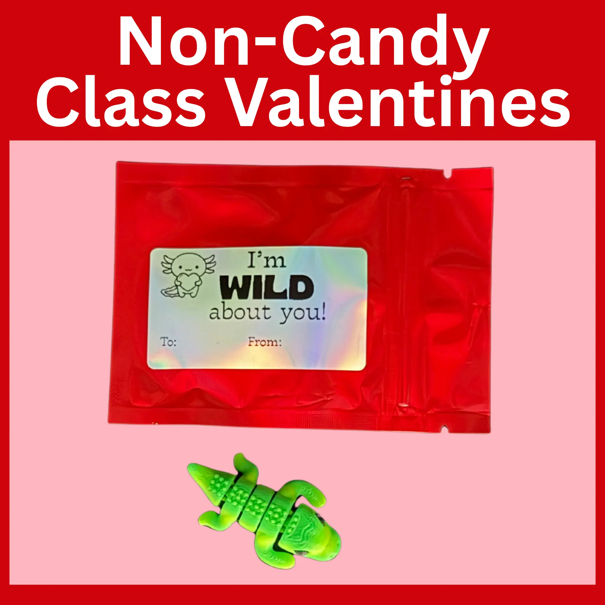 Kids Classroom Valentines with Mini 3D Printed Articulated Critter Toys, Pack of 10 | Tiny Animals