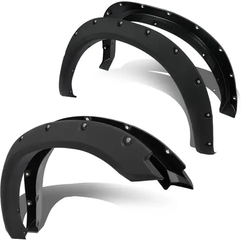 HECASA Set of 4 Bolt-On Textured Black Rivet Look Front Fender Flares - Stylish Protection Upgrade (50 x 28.35 x 8.27 inches, Bolt-On Appearance) for 2009-2010 Dodge Ram 1500, 2011-2018 Ram 1500 & 2023 Classic Fleetside Trucks