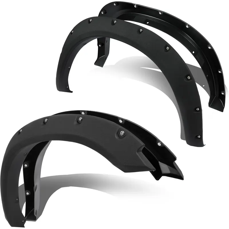 HECASA Set of 4 Bolt-On Textured Black Rivet Look Front Fender Flares - Stylish Protection Upgrade (50 x 28.35 x 8.27 inches, Bolt-On Appearance) for 2009-2010 Dodge Ram 1500, 2011-2018 Ram 1500 & 2023 Classic Fleetside Trucks