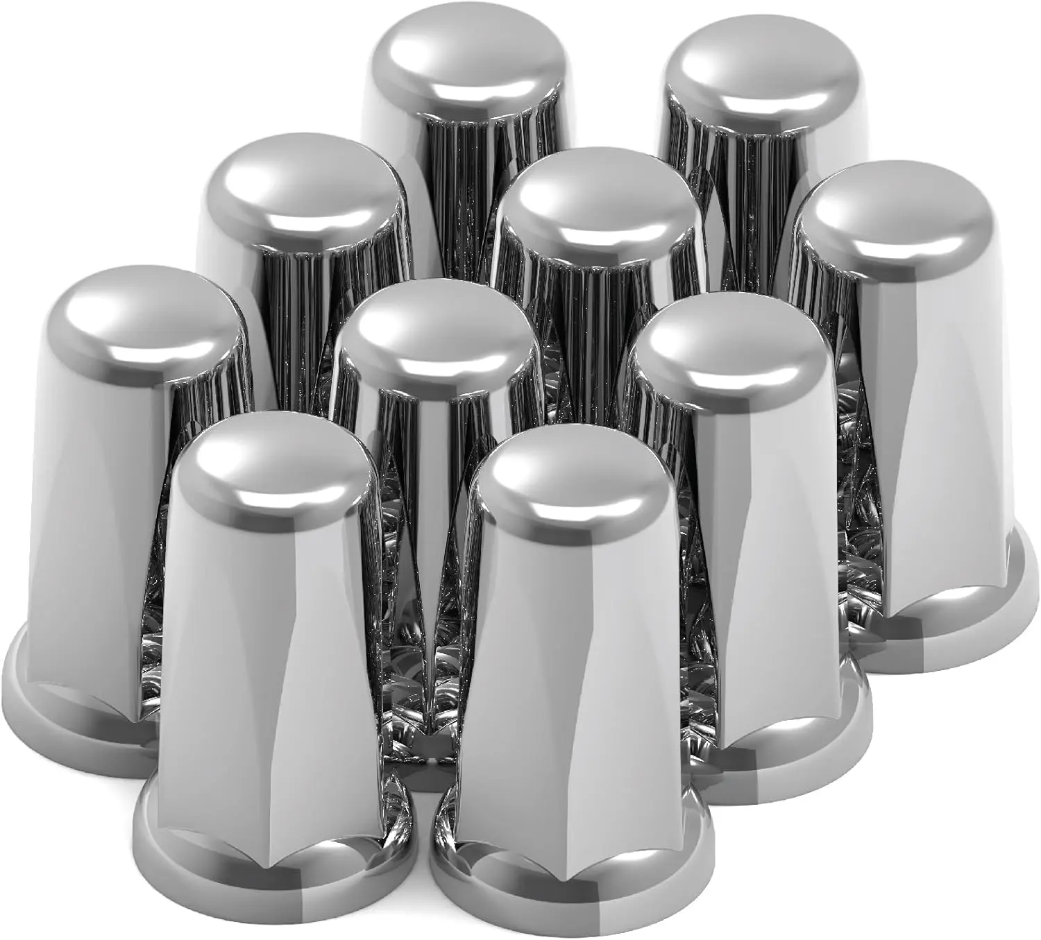 33mm Plastic Hex Tall Push-On Nut Cover, Rustproof ABS Chrome, Tool-Free Snap-On Installation, Seamless Fit and Secure Hold, Universal Fit for Semi-Truck Wheels, Automotive Chrome Trim Accessory