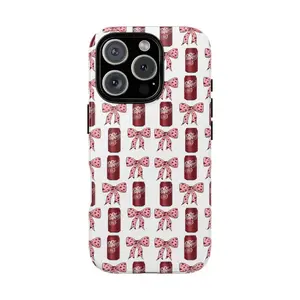 Dr Pepper Coquette Phone Case: Girly Bows, Protective Cover for iPhone 13