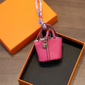 Microfibre mini vegetable basket bag charm high-grade keychain car bucket charm earphone bag female