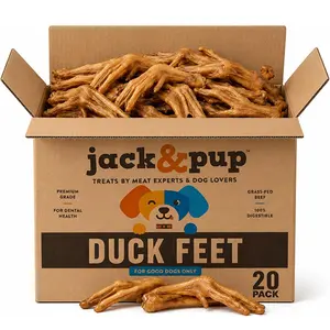 Duck Feet for Dogs - All Natural Single Ingredient Dehydrated Duck Feet Dog Treats - Crunchy Chews for Small & Medium Dogs - Great Alternative to Chicken Feet - 20 Count