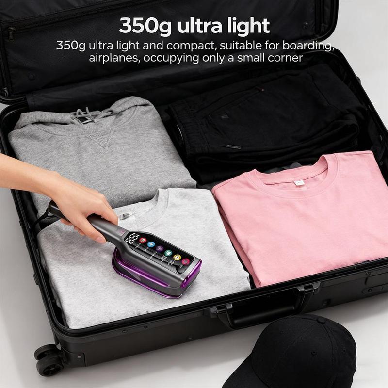 Compact 2-in-1 Handheld Garment Steamer & Iron, 15s Rapid Heat-Up with 5 Steam Levels, Ceramic Panel, 110-120V Travel-Friendly Portable Steamer for Clothes - Perfect for Business Trips, Home & On-the-Go Use