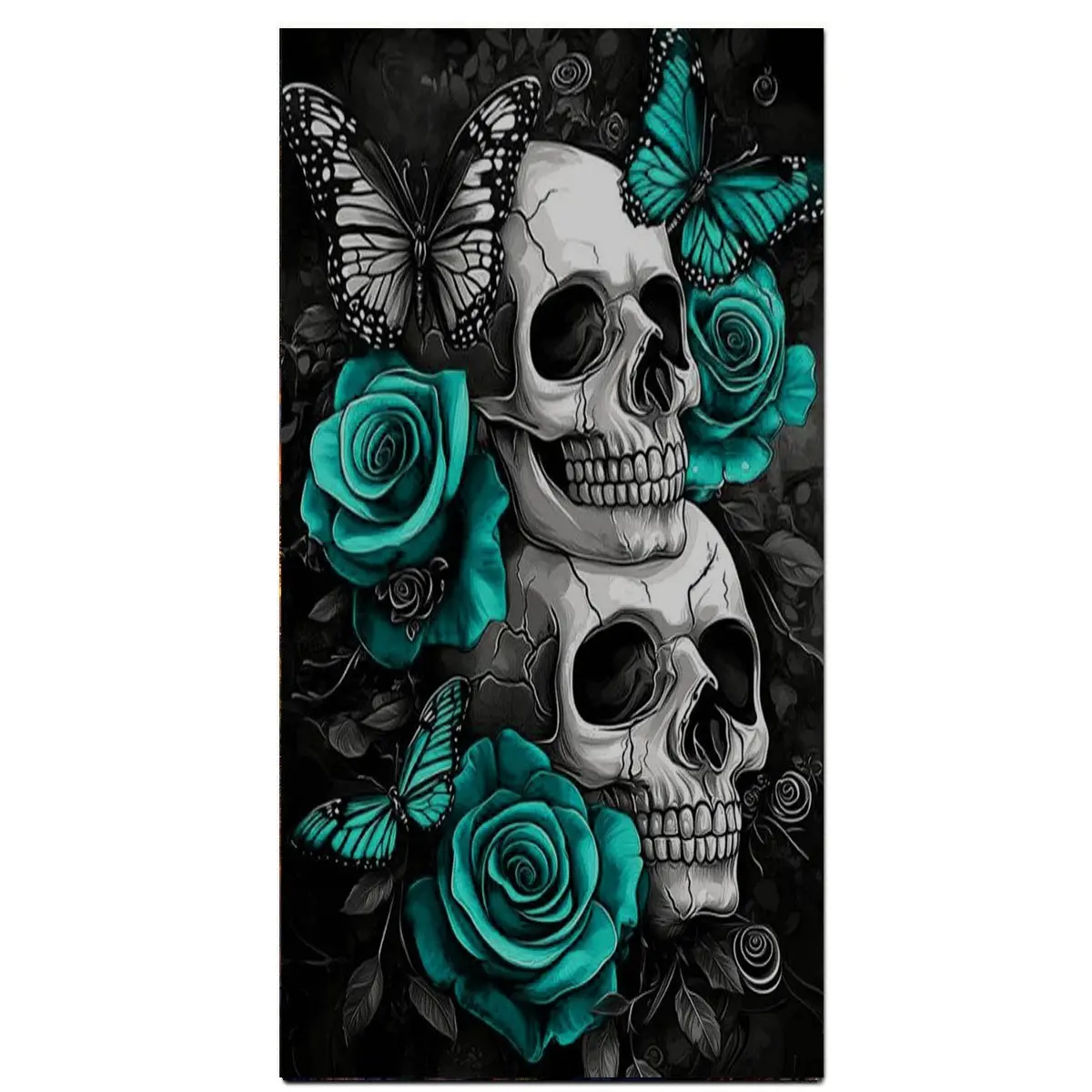 Diy Large Size Gothic Roses and Skulls Diamond Painting Kits for Adults,Diamond Art for Adults Beginner,Full Round Diamond Mosaic Dots Gem Art for Aesthetic Home Decor, Handicraft