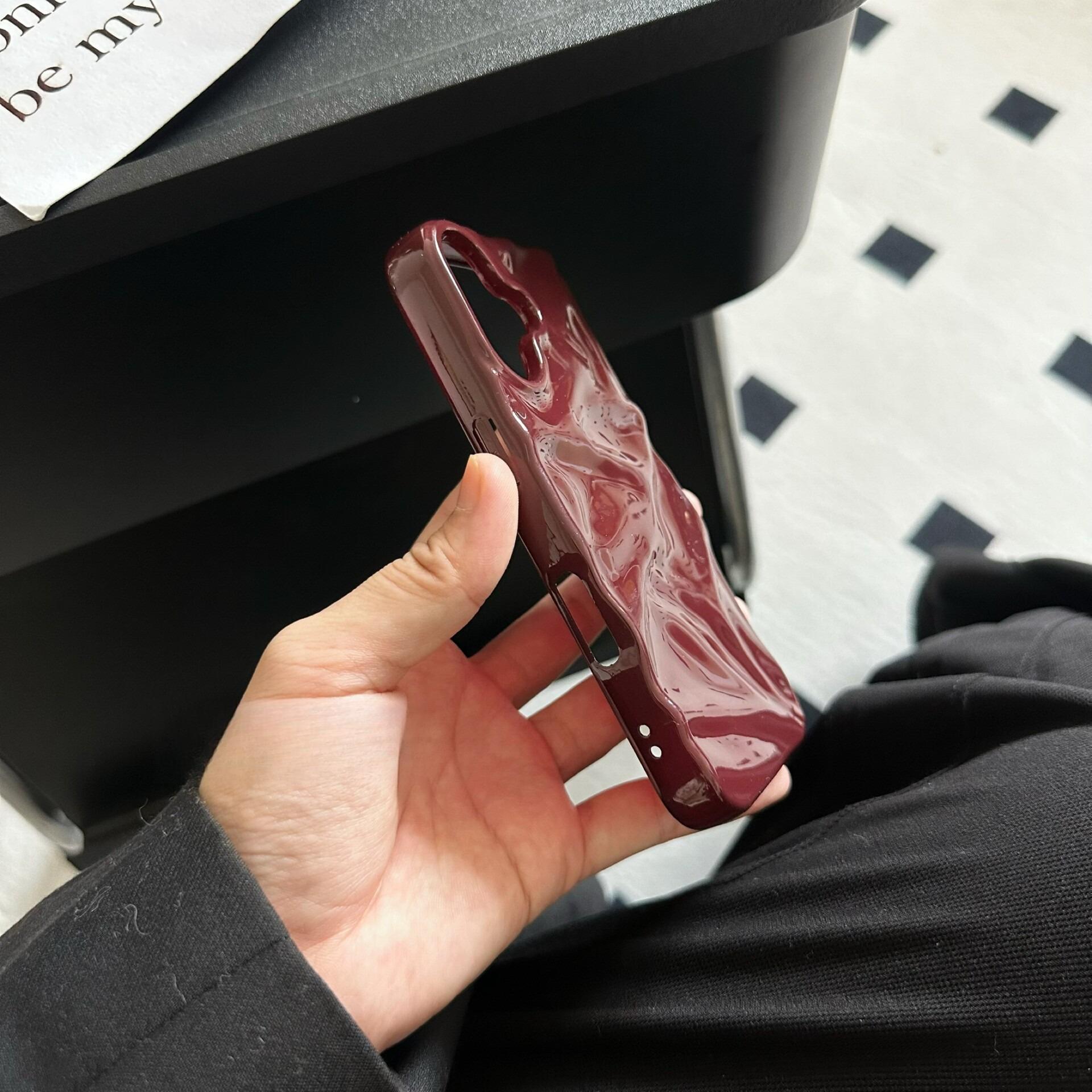 (Case & Nova.) 3D Wavy Ripple Glossy Phone Case, Compatible with iPhone 17 Pro Max, 16, 15, 14, 13, Luxury Shockproof Protective Cover junk