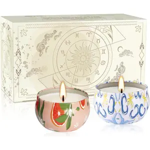 2 Pack Home Scented Candles Grapefruit and Pine Scented Ladies Gift Set Soy Wax Long Burning Tin Candles for Birthday Mother's Day Anniversary