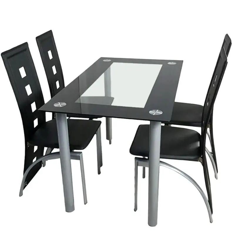 5 Piece Dining Set Table And 4 Chair Home Kitchen Room Breakfast Furniture Black