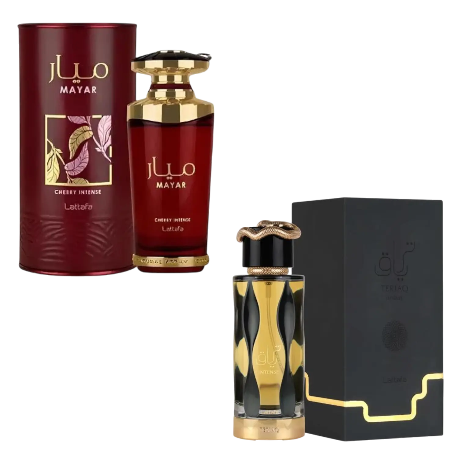 (2pc Bundle Pack) Mayar Cherry Intense + Teriaq Intense by Lattafa EDP Spray, 3.4oz