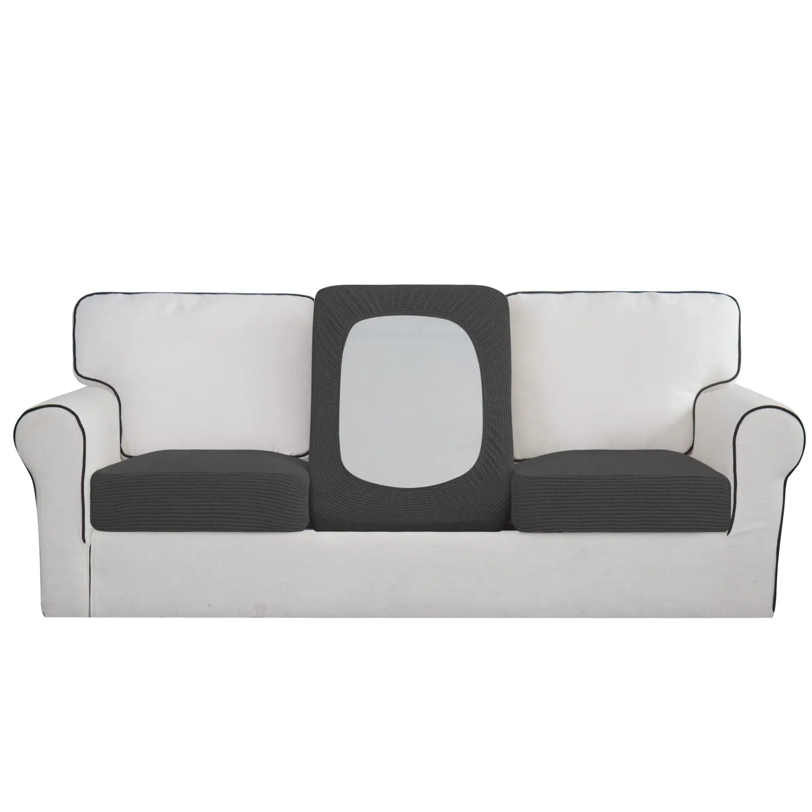 Easy-Going Elastic Sofa Slipcover, 15% Spandex Flexes Easy Stretch Cushion Covers for L-Shape Left/Right Chaise Lounge Sectional Sofa, Flexible Fit Hugs Contours, Anti-Slip, Home Use Solid Colors