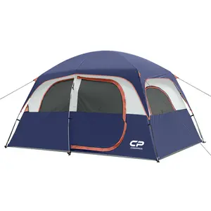 CAMPROS CP Upgraded 6 Person Camping Tents, Waterproof Windproof Family Tent with Larger Mesh Windows & Door, Double Layer, Easy Set Up, All-Season Dome Tent with Top Rainfly & Carry Bag