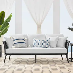 Modway Stance Outdoor Patio Aluminum Sofa in Gray White
