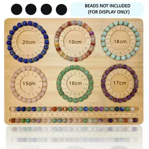 Bead Board for Jewelry Making, Bamboo Bracelet Beading Board with Clear Size Markings (15–20cm), Jewelry Design & Layout Tray for Beginners, Hobbyists & DIY Crafters, Non-Slip Beading Board with 4 Bonus Anti-Slip Pads