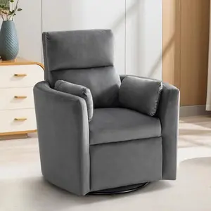 【Summer Sale】EBELLO 360 Swivel Chair, High Back Velvet Round Chair, Minimalist Reading Seat with Two Pillows for Small Various Spaces, Bedroom