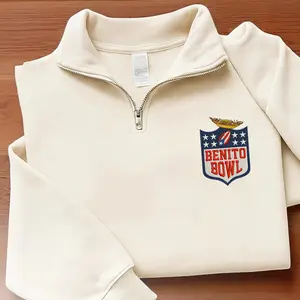 Here for the Bowl Quater Zip Sweatshirt, Puerto Rico Embroidery Shirt, American Football Shirt, Football Fan Gift, Game Day