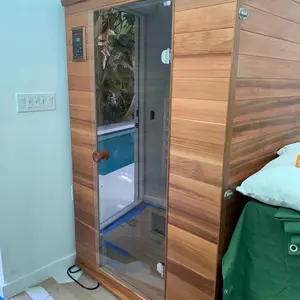 2-Person Hemlock Wood Far Infrared Sauna, Low EMF, Color Therapy Light, 1780W