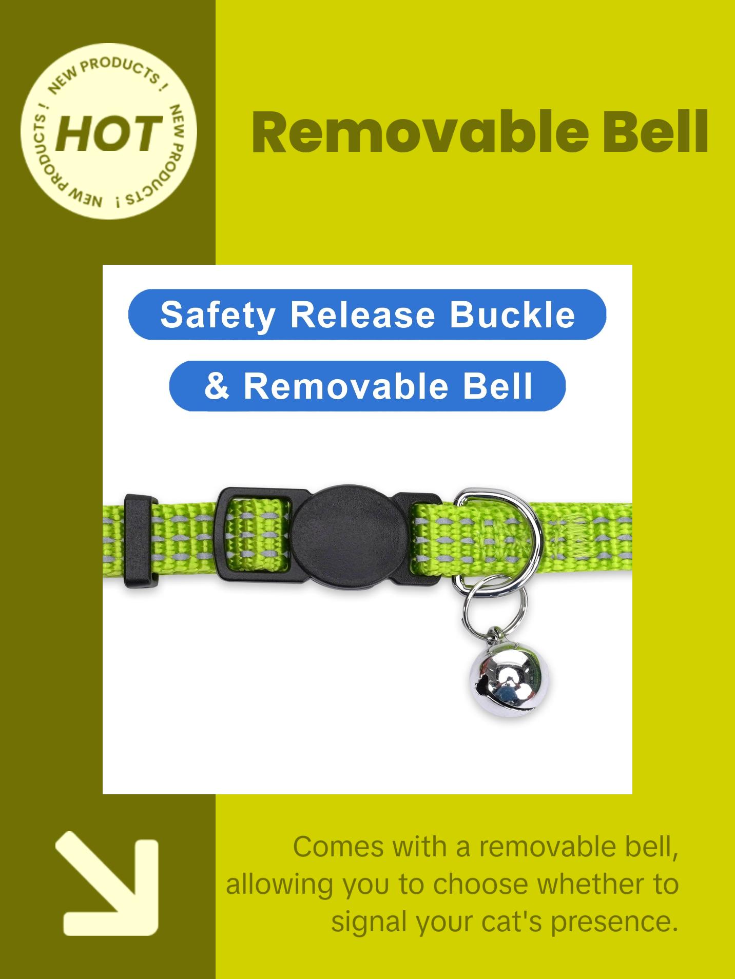 Reflective Cat Collar with Safety Buckle and Removable Bell Cat Collar Kitten Collar Green Cat Collar