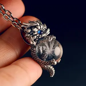 [Sterling Silver Dragon Pendant] Elegant Dragon Pendant Necklace - S925 Sterling Silver, Blue Eyes, Non-powered Animal Theme Ornaments, Suitable for Daily Wear, Gift Giving cross necklace initialnecklace vintage jewelry jewelry men vintage jewelry