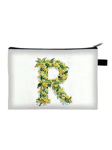 Oil Painting Flower Letter Personalized Makeup Bag, Women Mom Birthday Gift, Best Friend Bridesmaid Gift, Cosmetic Storage Bag, Makeup Organizer Pouch