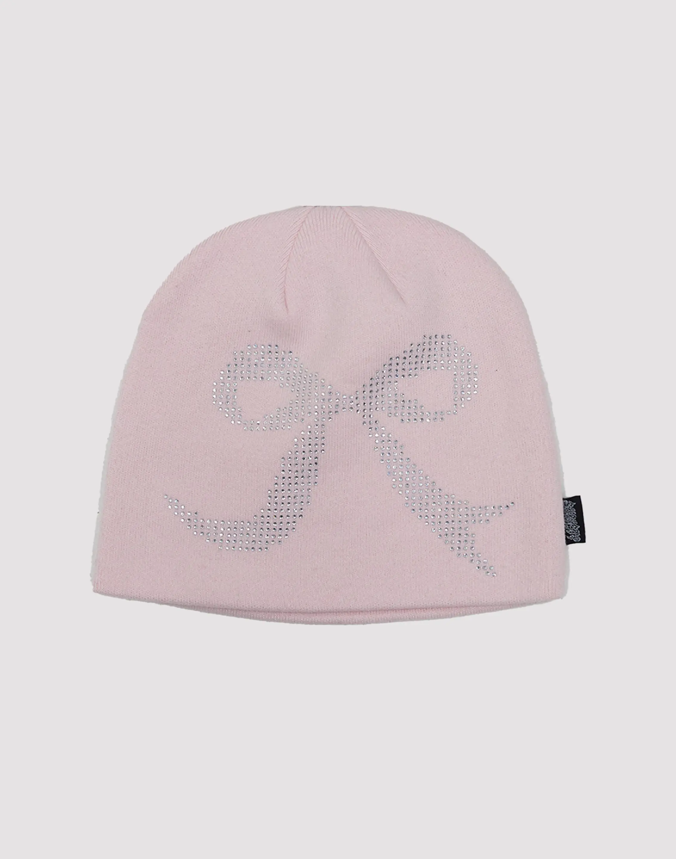 Womens Sheisty Rhinestone Bow Logo Beanie