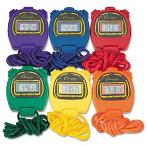 Champion Sport  Water-Resistant Stopwatches 1/100 Second Assorted Colors 6 Per Set