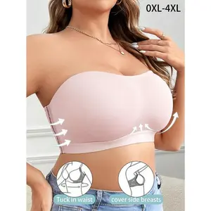 Plus Size Comfortable Wireless Side Hook Closure Bra Womenswear Bridal Pink Basic