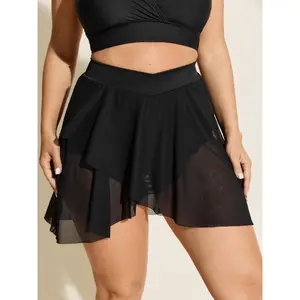 Plus Size High Waisted Tankini Swim Bottoms, BLOOMCHIC Overlap Waistband Skirt Style Hips Coverage Swimwear, [M-6X] 2026 Summer Mother's Day Pick, High Waisted Swimsuit, Skirt Style Swimsuits 2026 Summer Vibes Swimweek