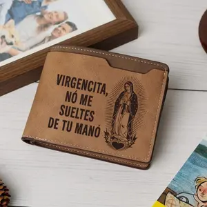 Virgencita Never Let Me Go Mexican, Orgullo, Familia, Herencia, Engraved wallet gift for Latinos, Cartera Para Hombre, Personality Handmade Wallet – Laser, Unforgettable gift for your lover, father