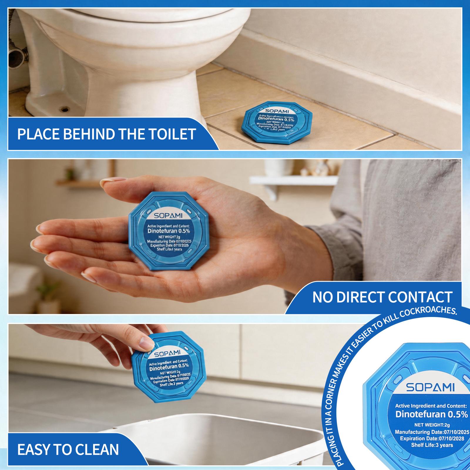 SOPAMI Insecticidal Bait - Small Size Roach Bait for Kitchen & Indoor Use with Dinetofuran 0.5% Active Ingredient No Magnets Cockroach Repellent Gel Cockroach Control Cockroach Killer