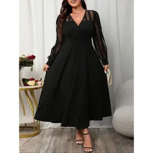 Elegant Chiffon Plus Size Dress, V Neck Pleated Evening Gown, Formal Party Wear, Women's Fashionable Maxi Dress(Raincoats)(Sheets)