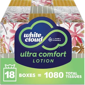 Ultra Comfort Lotion 3-Ply Facial Tissue with Aloe & Vitamin E, 18 Box Multipack, 60 Tissues Per Box
