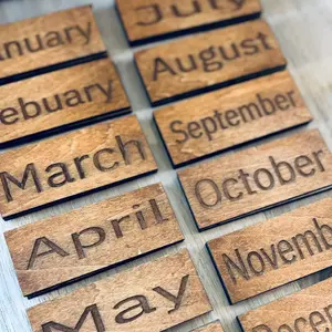 months/days/years/magnets - Wooden Blocks with January to December Names Displayed Magnetic