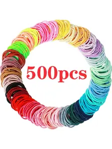 100/200/500pcs Cute Flower Hair Ties, Simple Solid Color Design, High Elasticity and Hair-Friendly, Retro Style, French Lazy Style, Soft, Elastic and Non-Slip, Durable and Reusable, Suitable for Young Women's Daily Commutes, Scrunchies