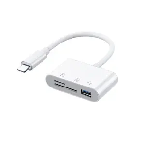 3-IN-1 Memory Card Reader, USB Adapter & SD Card Reader for iPhone/iPad & Devices with SD, TF, & USB Card Readers - Perfect for Phone Storage